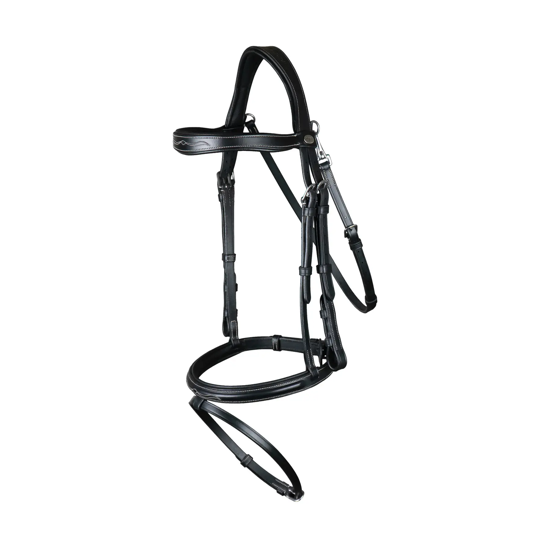Meilleurs prix pour Bridon équitation anatomique muserolle combinée avec mousqueton Dy'on