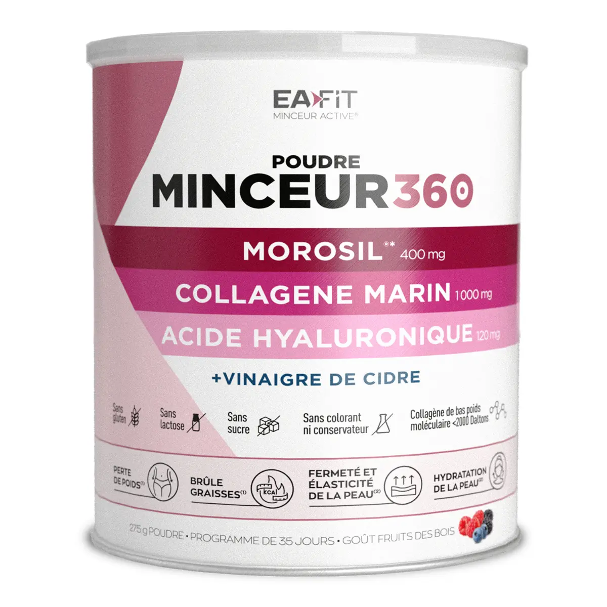 Brûle poudre morosil aceto di mele, collagene acido ialuronico snellente 360 grasso EA Fit