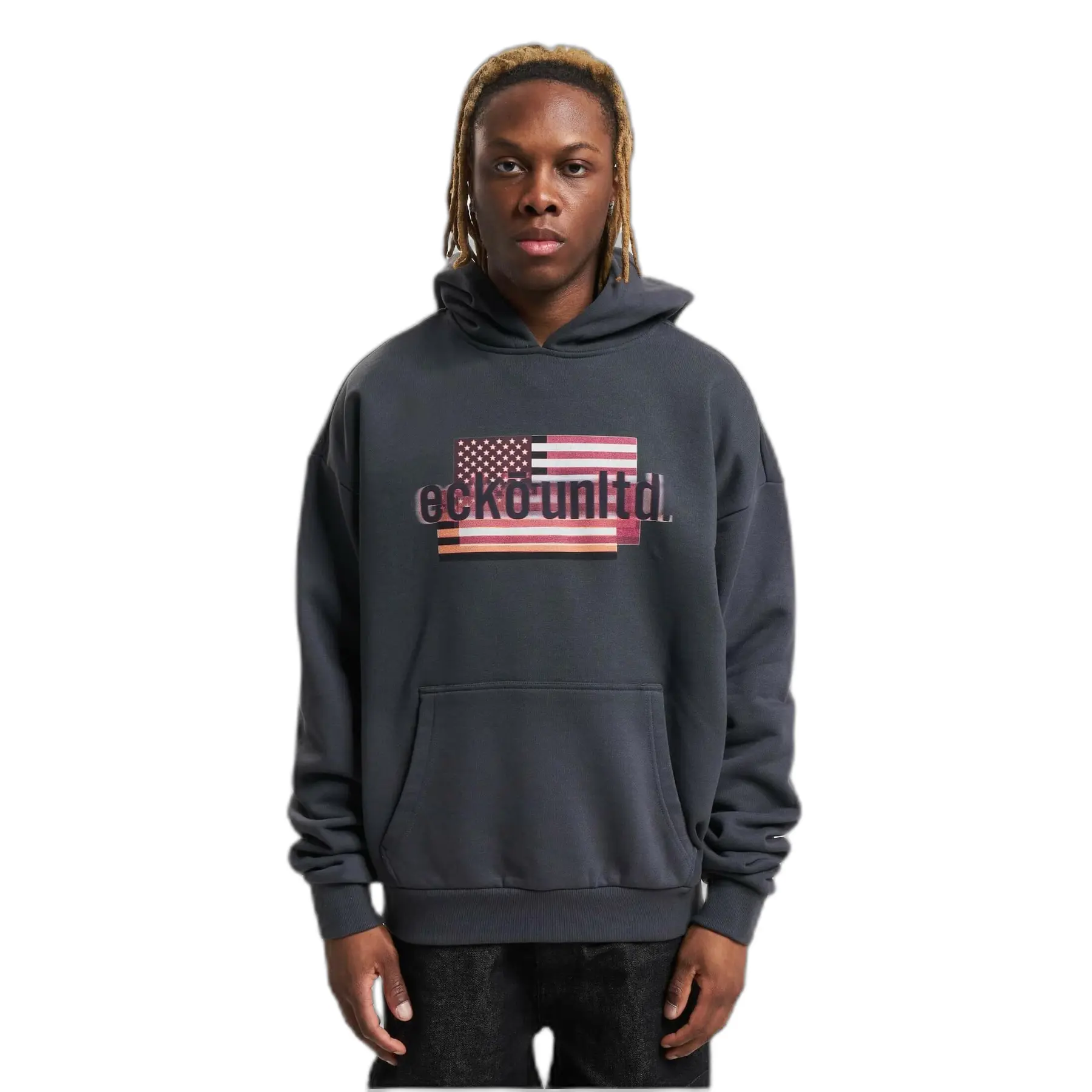 Ecko Unltd. Men's Gris Hooded Sweatshirt Flag
