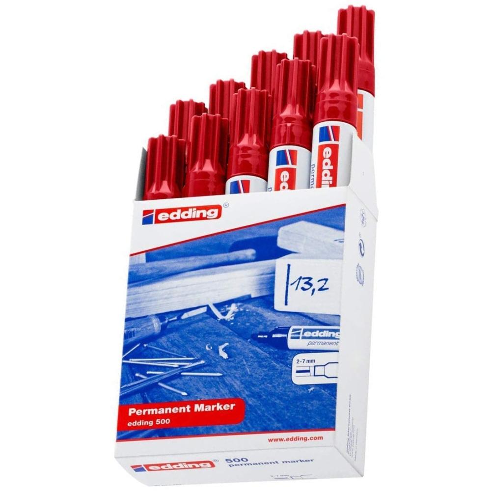 4004764426607 - Rotulador marcador permanente 500 rojo -punta biselada 7 mm (pack de 10 uds)