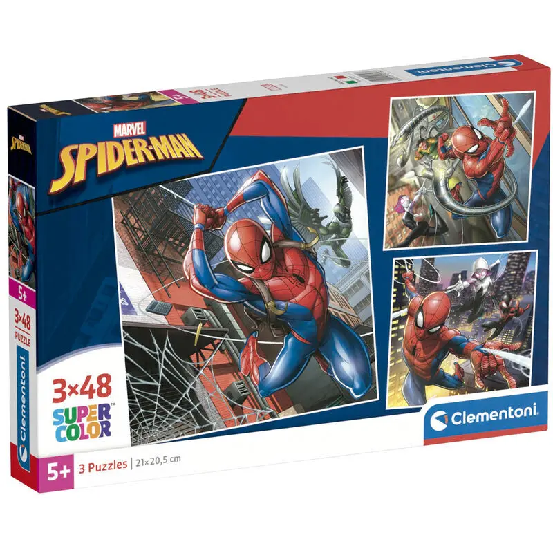 8005125253166 - Jigsaw Puzzle Super Color Square Marvel Spiderman 3x48pcs Boden