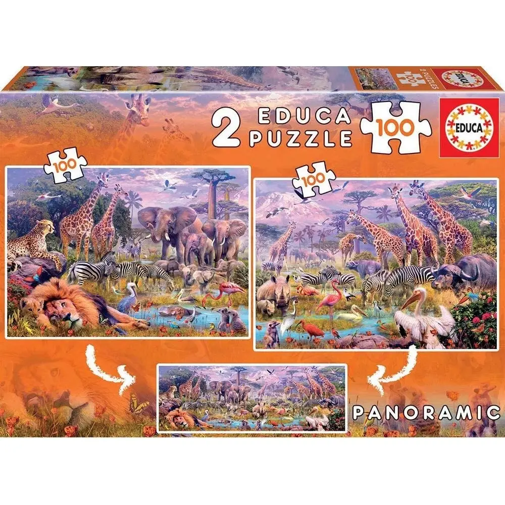 Puzzle aus 2 x 100 Teile Educa Animales Selva