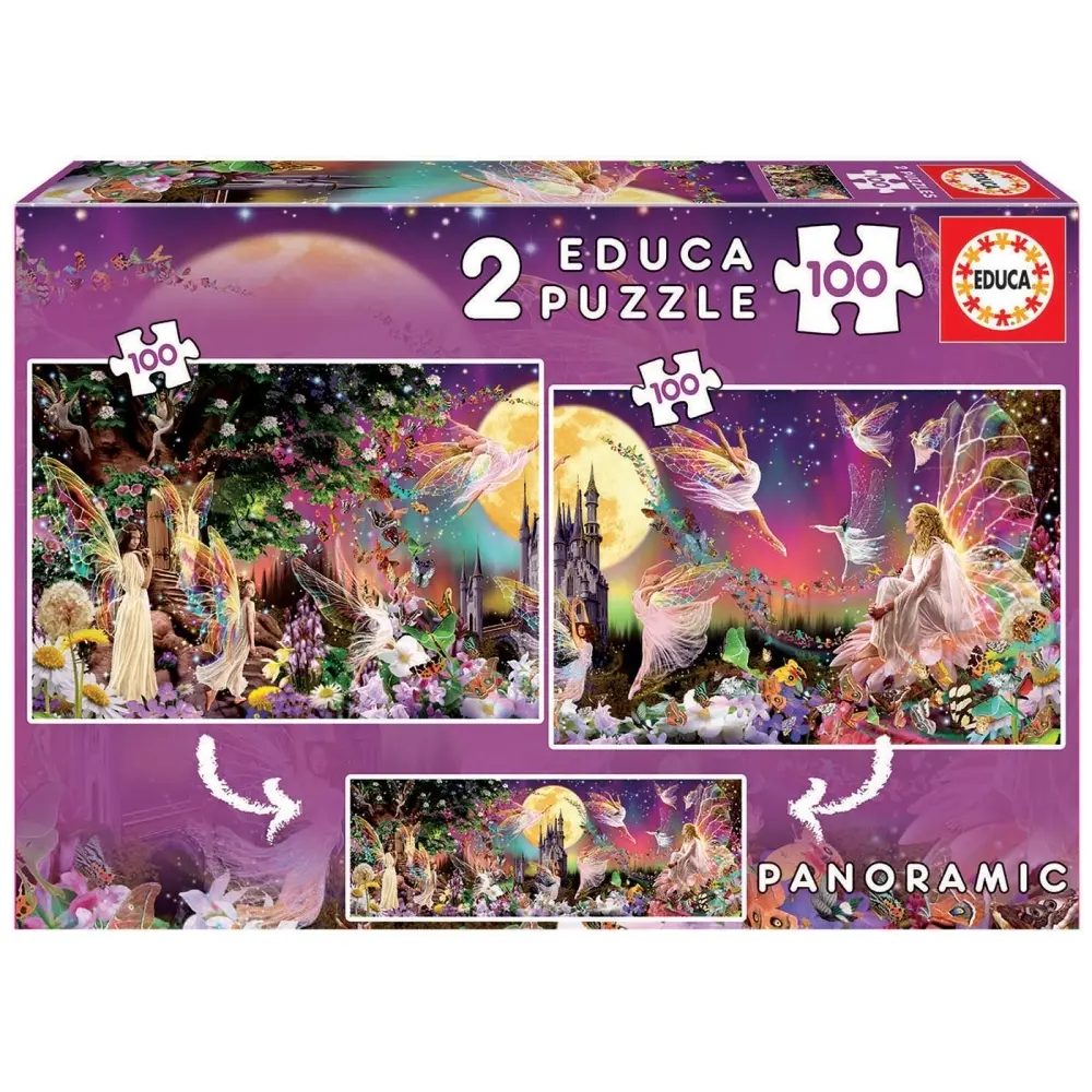 Puzzle aus 2 x 100 pièces Educa Panorama Hadas