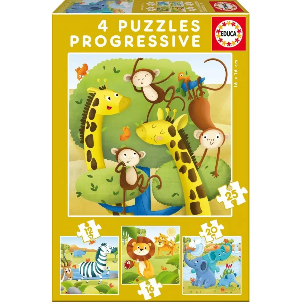 12-16-20-25 Teile progressives Tierpuzzle Educa