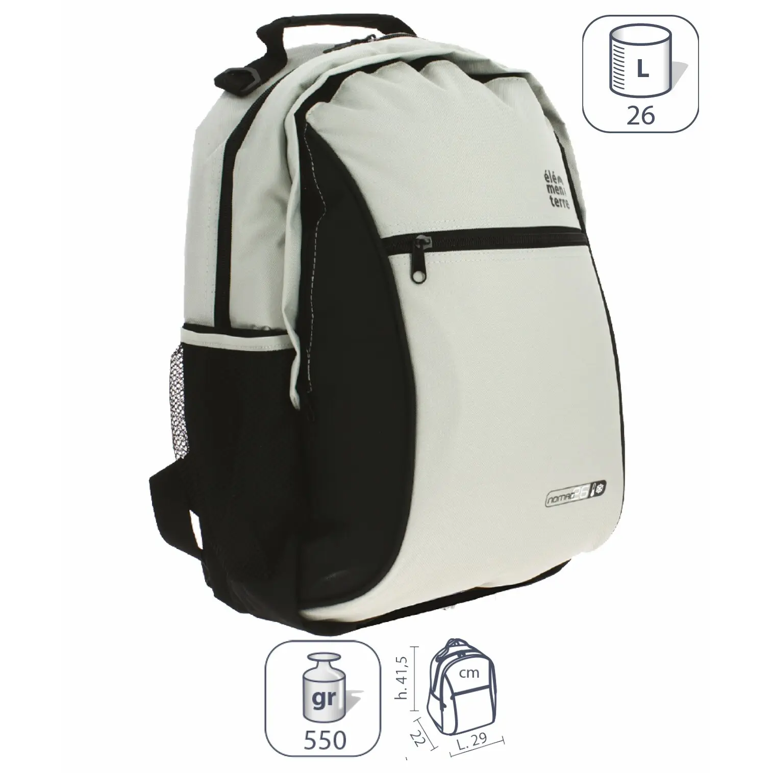 Élémenterre Unisex Gris Elementerre Nomad 26 L Isothermal Backpack