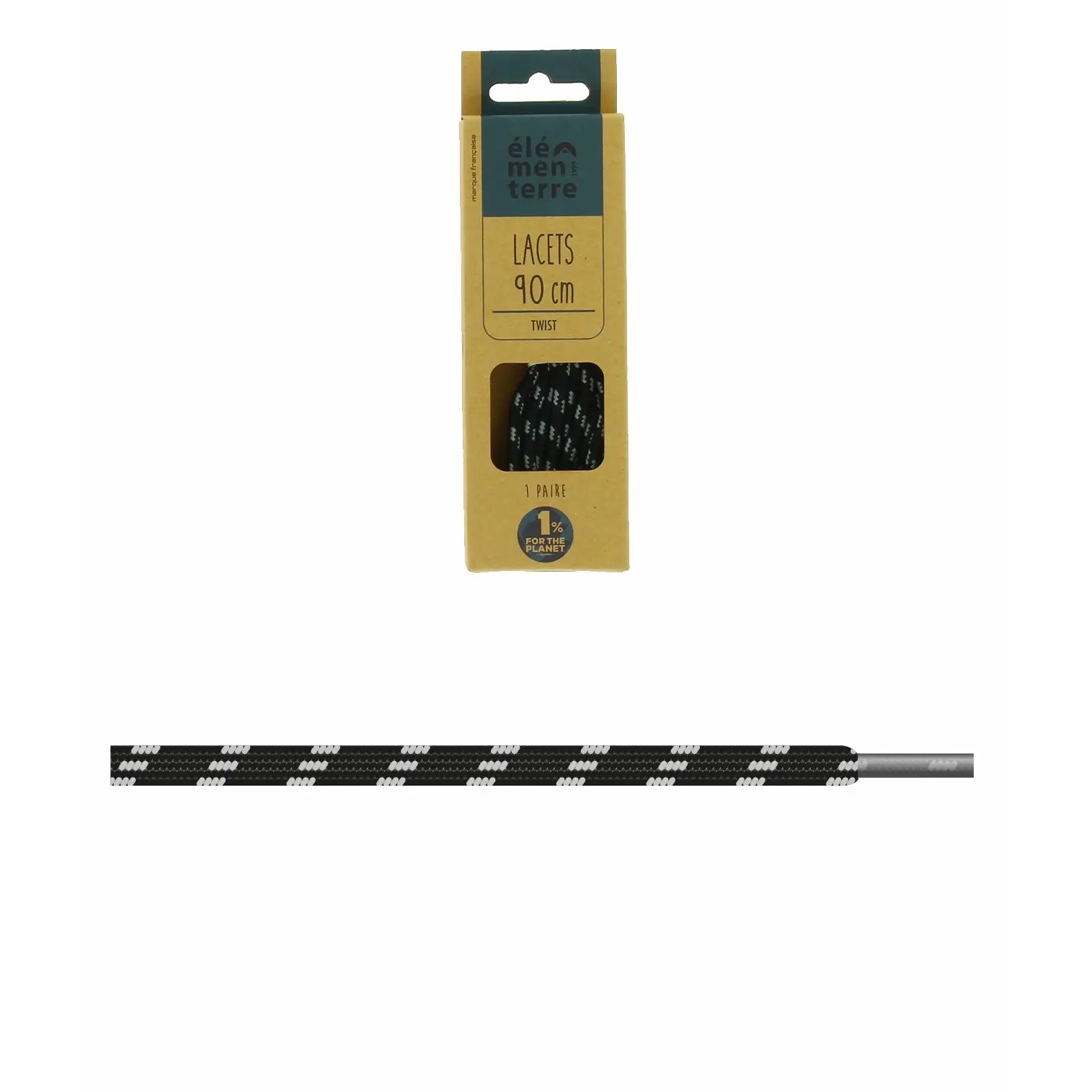 Élémenterre Unisex Noir Pair Of Tubular Laces Twist