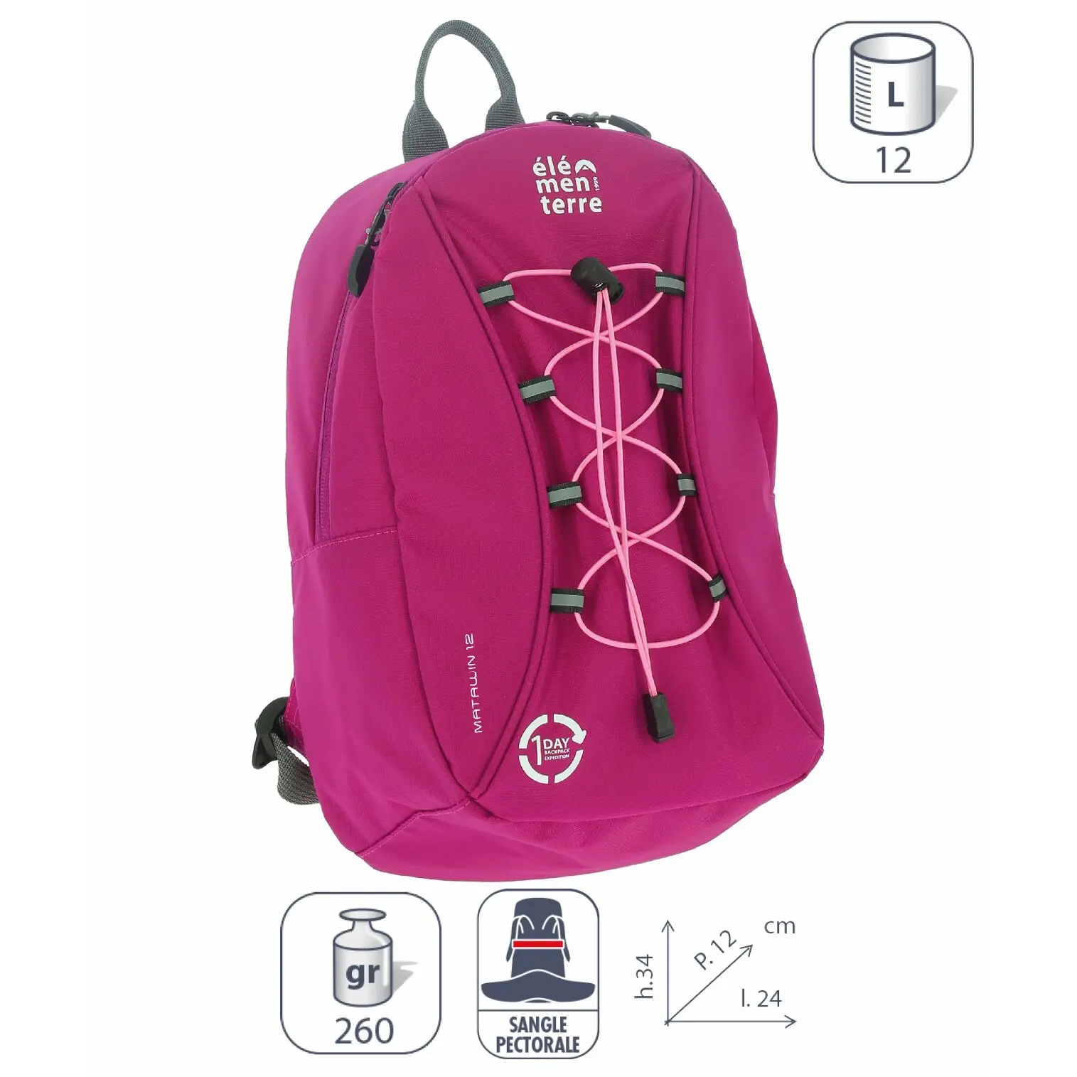 Élémenterre Unisex Rose Elementerre Matawin 12 L Backpack
