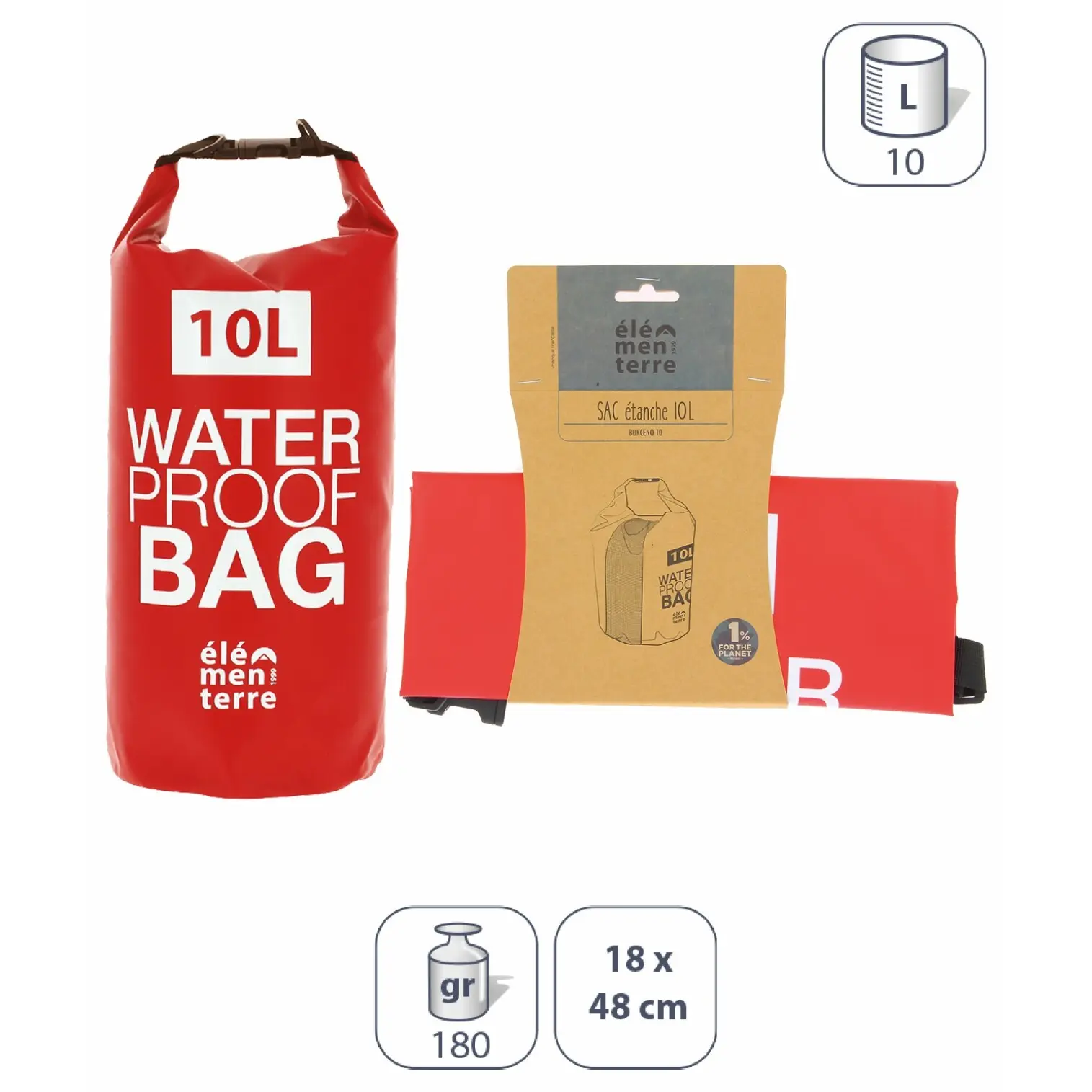 Élémenterre Unisex Rouge Waterproof Duffel Bag Bukceno