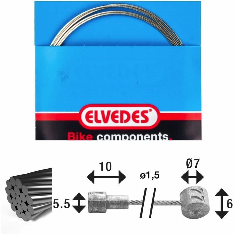 Velo Store - UK Brake cable 1x19 stainless steel wire ø1,5mm v-head ø5,5x10 and t-nipple Elvedes | Extra 10% off with Subscription, Postage £16.79 to UK Fedex.