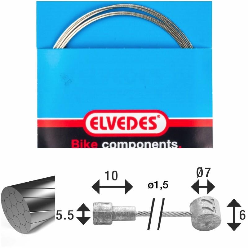 Velo Store - UK Brake cable 1x19 slick stainless steel wire ø1,5mm v-head ø5,5x10 and t Elvedes | Extra 10% off with Subscription, Postage £16.79 to UK Fedex.