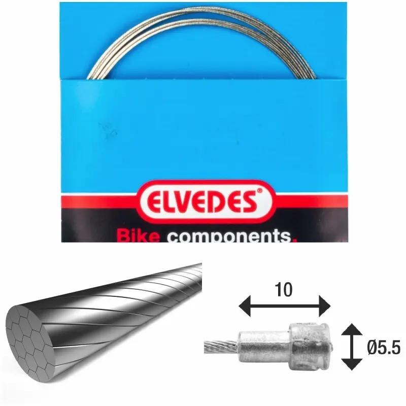 Velo Store - UK Brake cable 1x19 wires stainless slick ø1,5mm v-head ø5,5x10 Elvedes | Extra 10% off with Subscription, Postage £16.79 to UK Fedex.