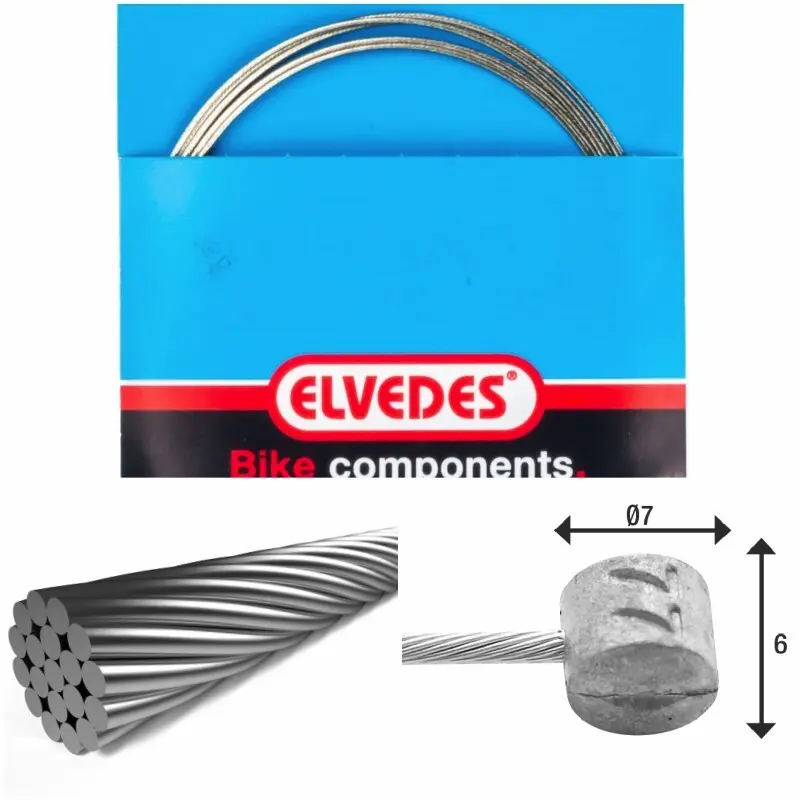 Velo Store - UK Brake cable 1x19 wire galvanized ø1,5mm t-head ø7x6mm Elvedes | Extra 10% off with Subscription, Postage £16.79 to UK Fedex.
