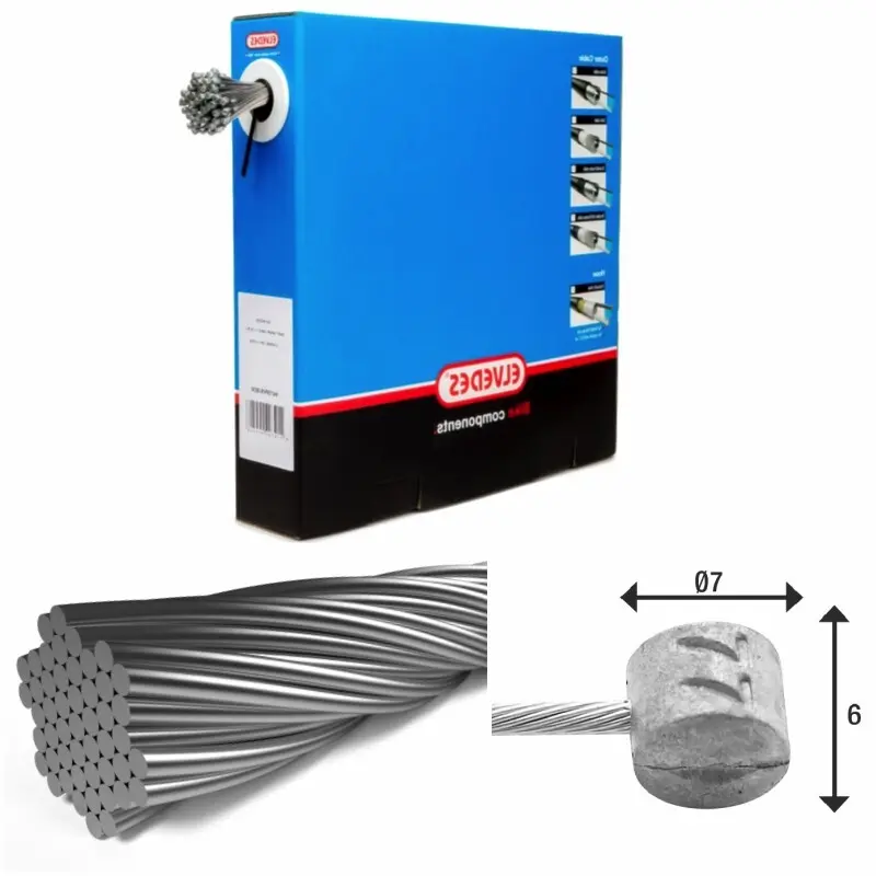 Velo Store - UK 7x7 stainless steel brake cables Ø1.5mm T-head Ø7x6 Elvedes (x100) | Extra 10% off with Subscription, Postage £16.79 to UK Fedex.