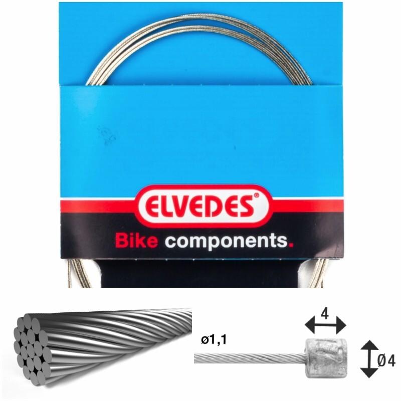 Velo Store - UK Transmission cable 1x19 wires galvanized ø1,25 with head n ø4x4 Elvedes | Extra 10% off with Subscription, Postage £16.79 to UK Fedex.
