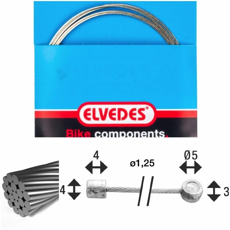 Velo Store - UK Transmission cable 1x19 stainless steel wires ø1,25mm with head n ø4x4 Elvedes | Extra 10% off with Subscription, Postage £16.79 to UK Fedex.