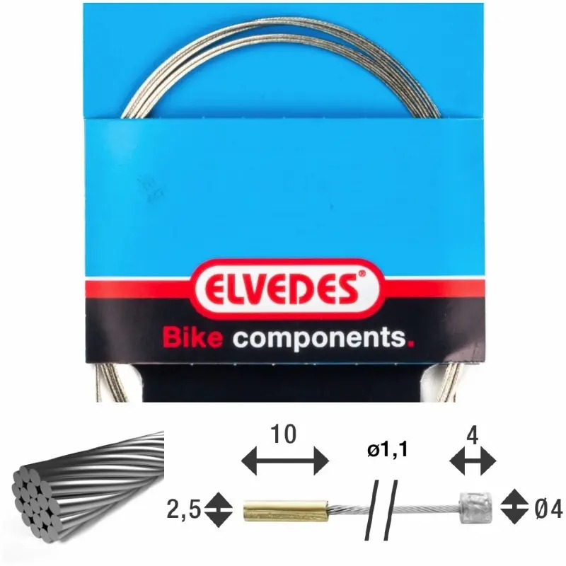Velo Store - UK Transmission cable 1x19 stainless steel wires ø1,1mm with head n ø2,5x10 Elvedes | Extra 10% off with Subscription, Postage £16.79 to UK Fedex.
