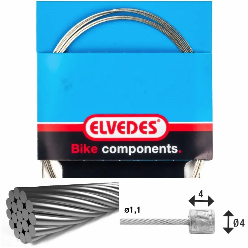 Velo Store - UK Transmission cable 1x19 stainless steel wires ø1,1mm with head n ø4x4 Elvedes | Extra 10% off with Subscription, Postage £16.79 to UK Fedex.