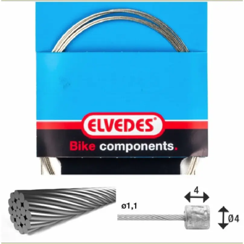 Velo Store - UK Transmission cable 1x19 stainless steel wires ø1,1mm with head ø4x4 Elvedes | Extra 10% off with Subscription, Postage £16.79 to UK Fedex.