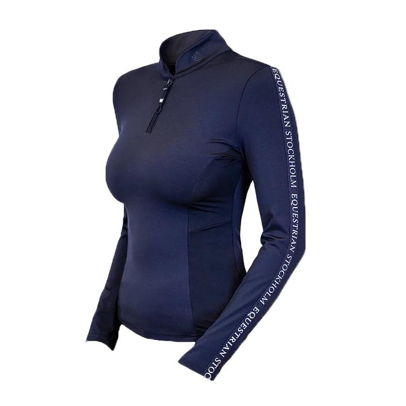 Maglia da equitazione a maniche lunghe con zip 1/4 donna Equestrian Stockholm Modern Tech