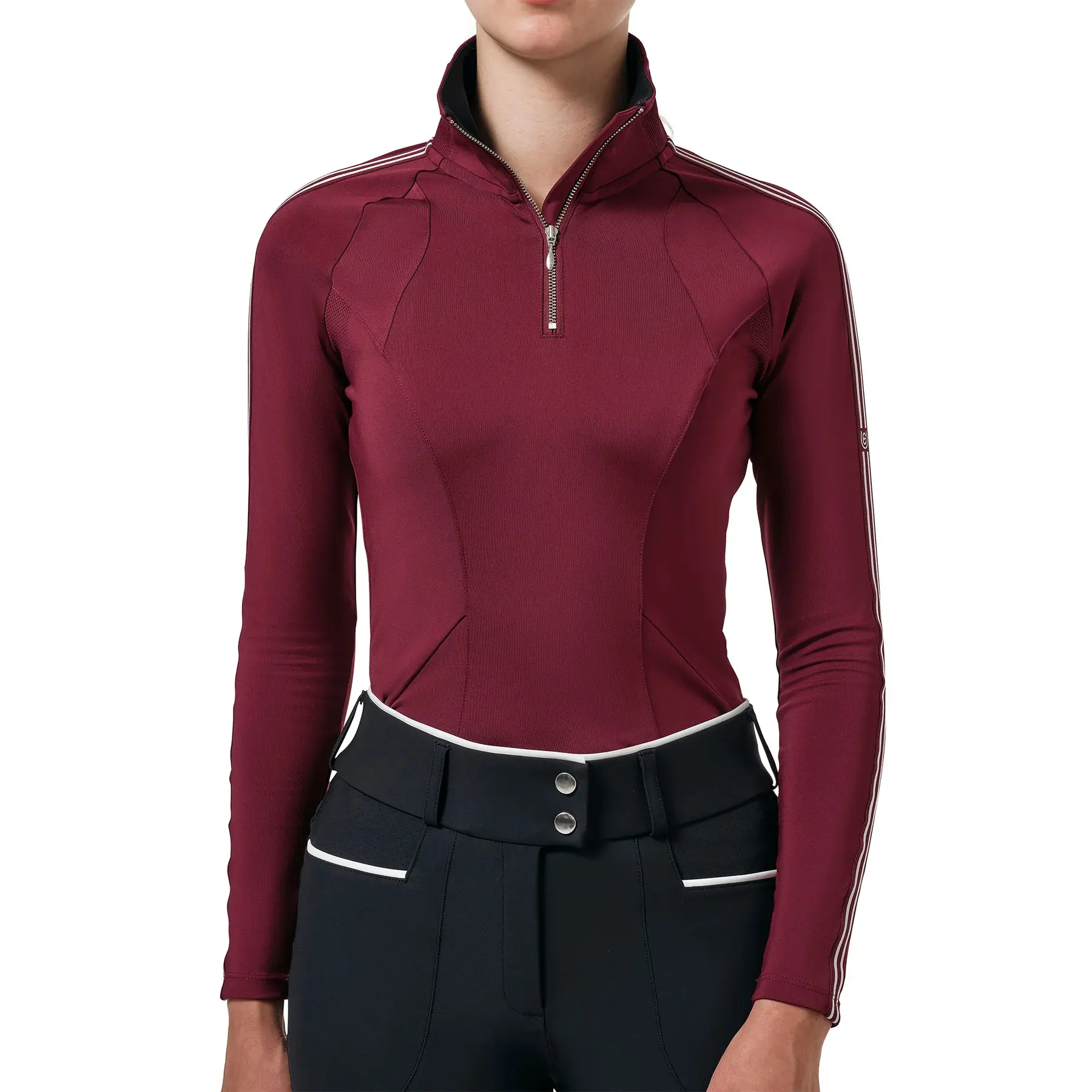 Comparer les prix de Maillot équitation manches longues 1/4 zip femme Equestrian Stockholm Thermal