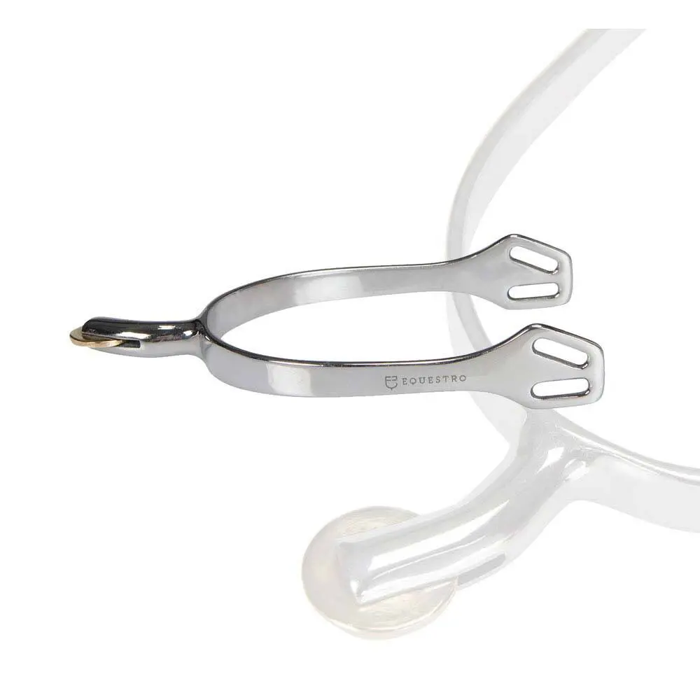 Éperon d'équitation en acier inoxydable avec coq horizental courbé Equestro SR00079