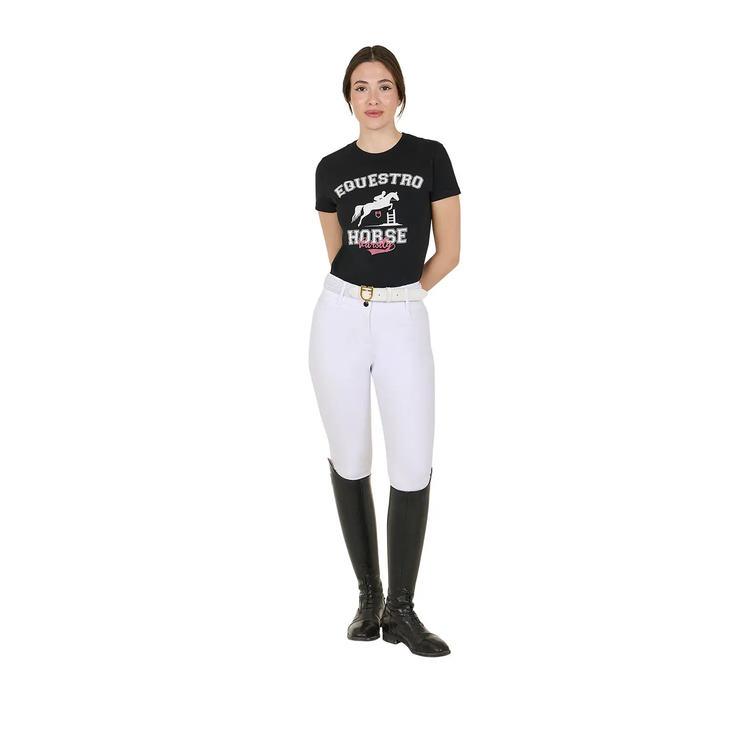 Comparer les prix de T-shirt en coton à motif cheval femme Equestro