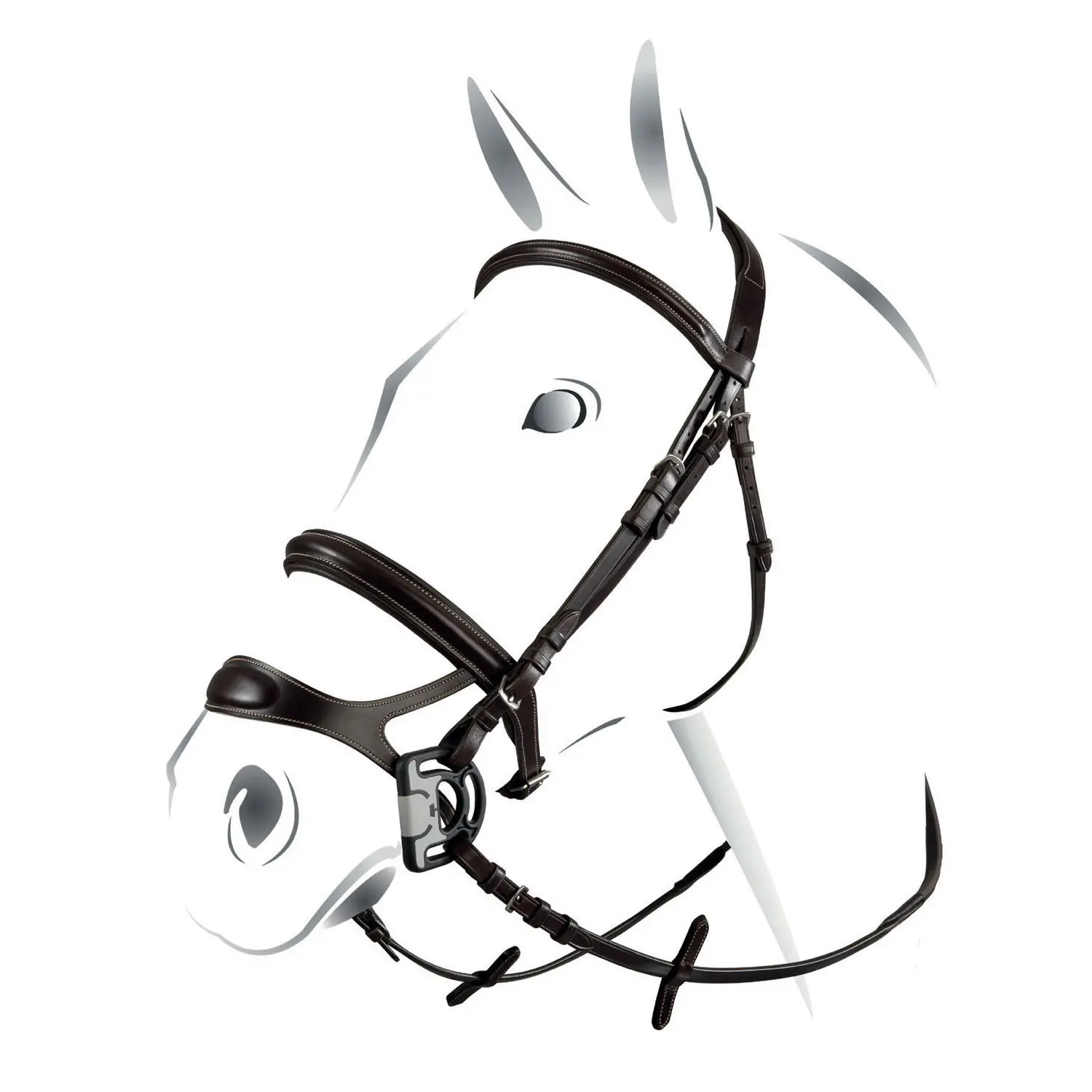 Equestro Noir Combined Noseband Riding Bridle Model