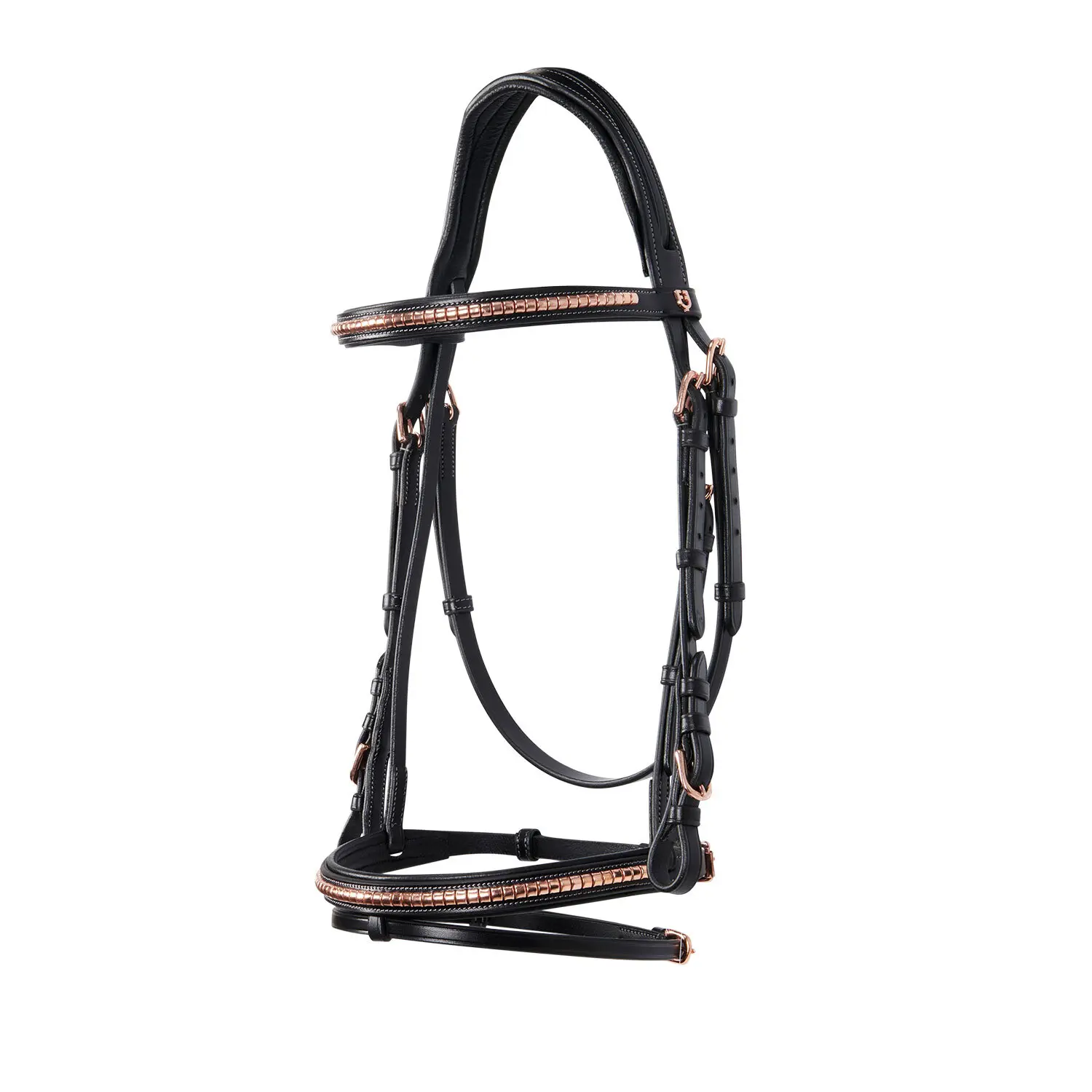 Equestro Noir Anatomical Horse Riding Bridles In Clincher Leather