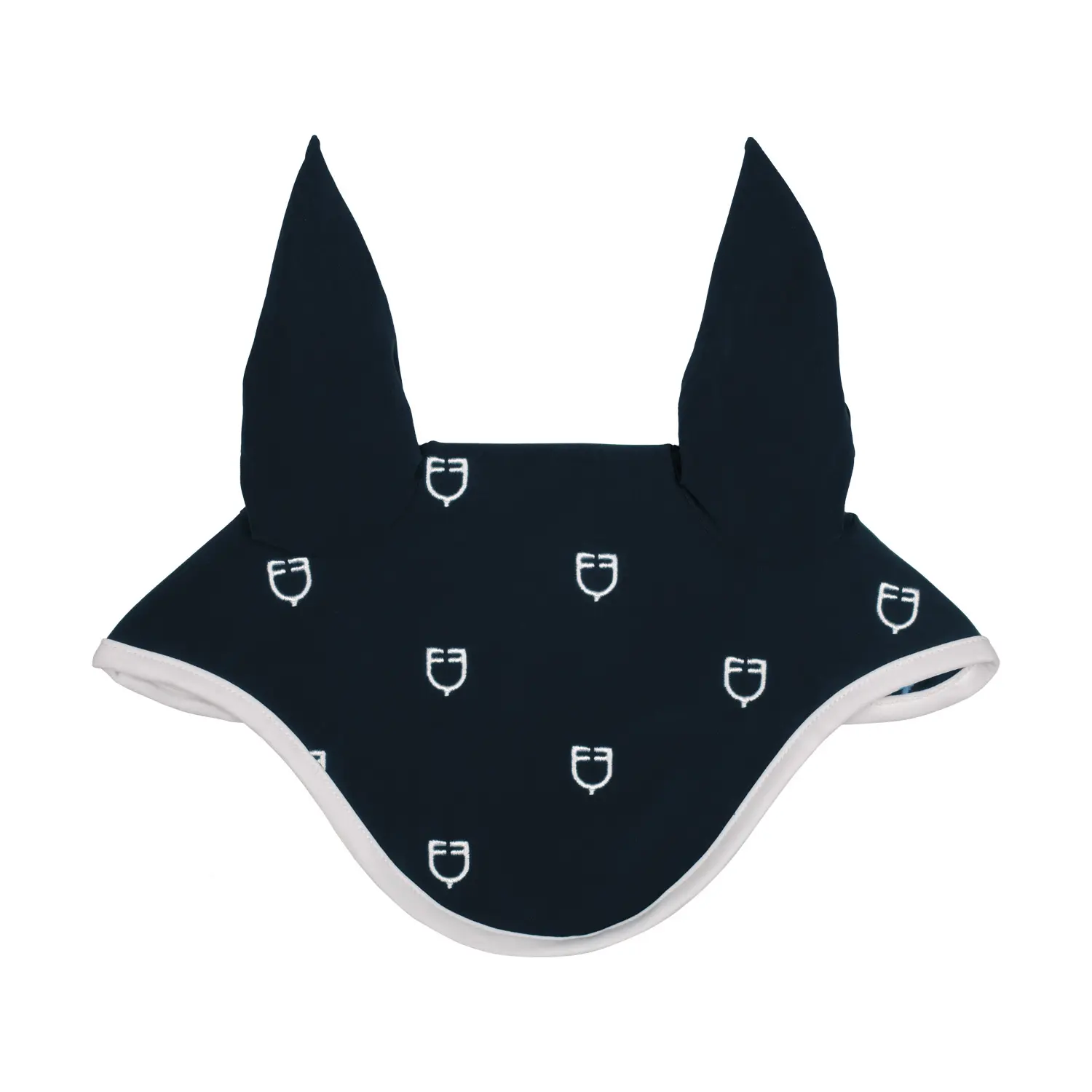 Equestro Bleu Fly Mask For Horse In White Line Edition Technique