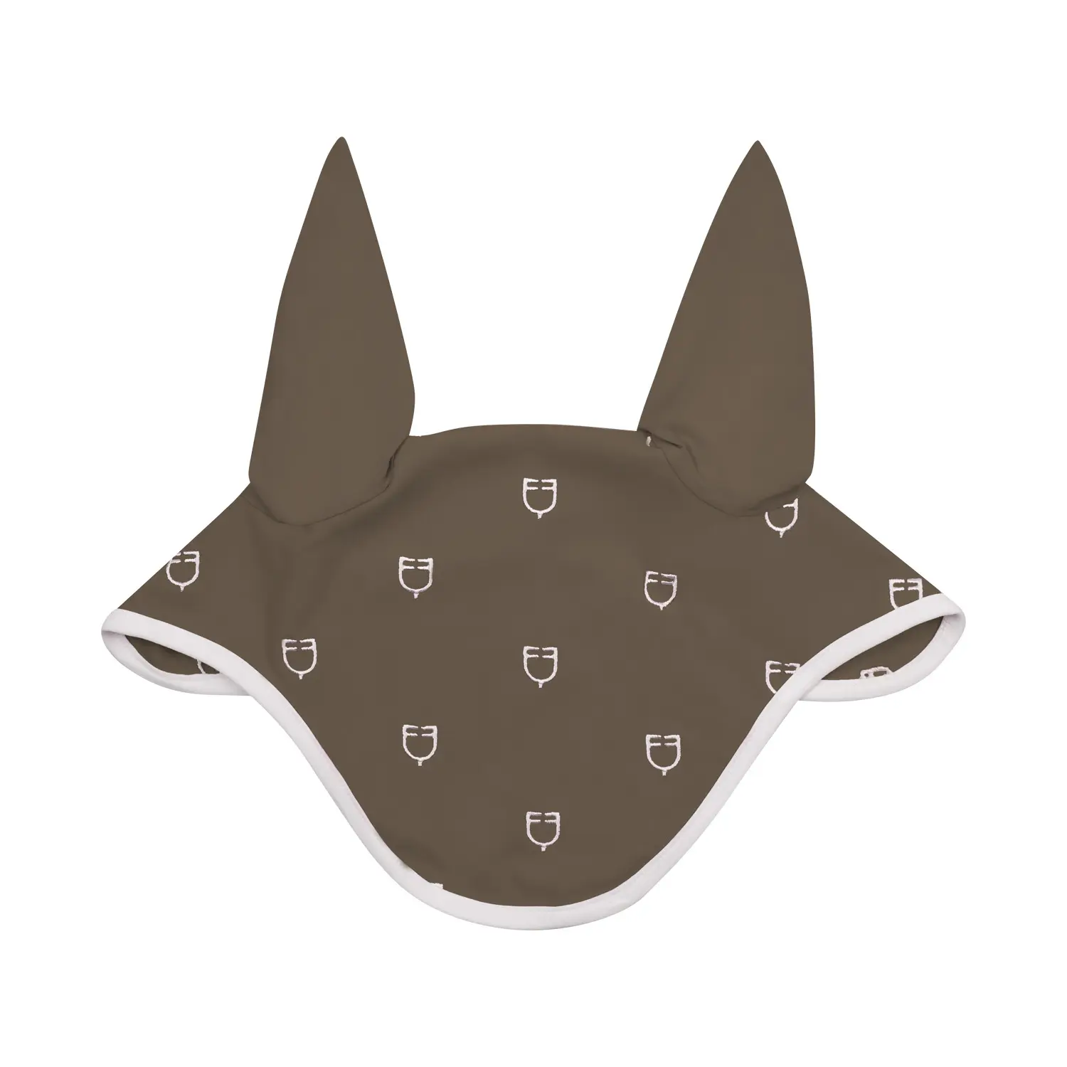 Equestro Marron Fly Mask For Horse In White Line Edition Technique