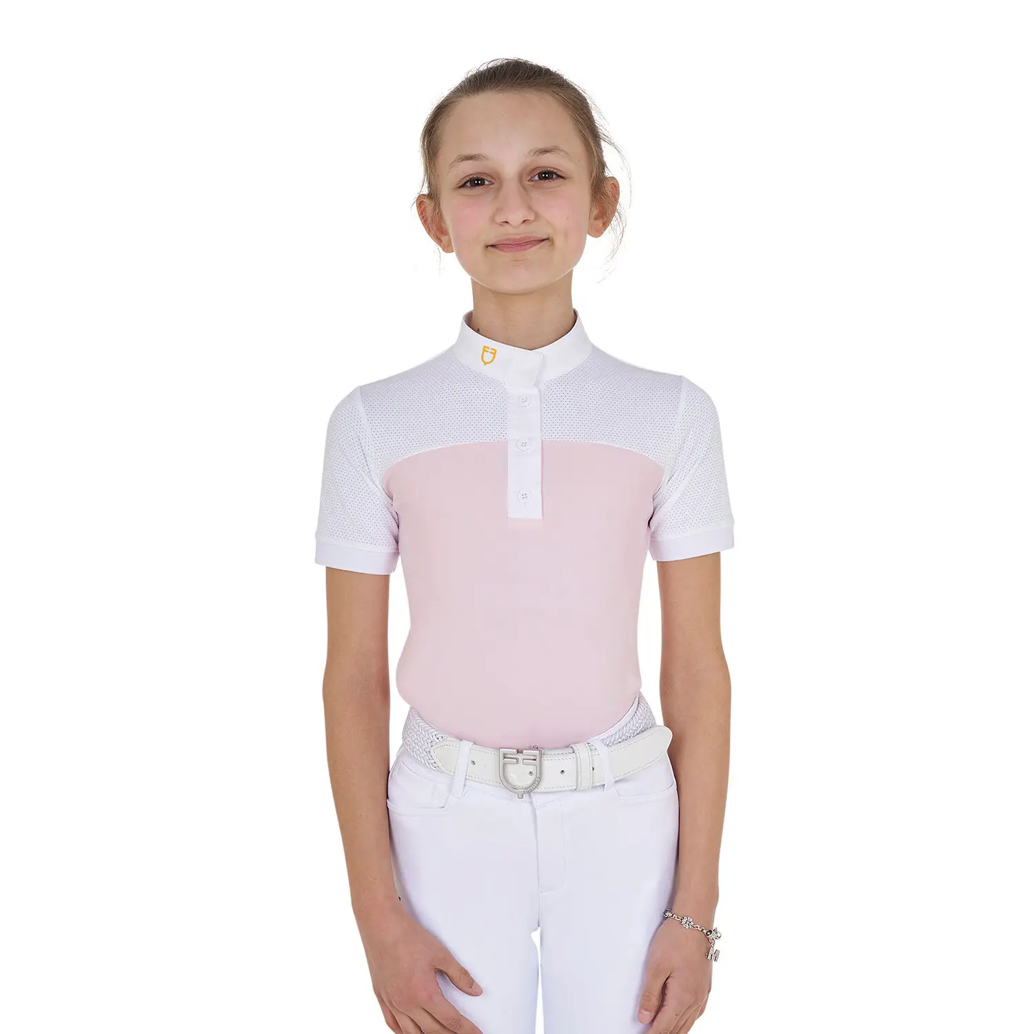 Comparer les prix de Polo de concours fille Equestro 1/2 Mesh