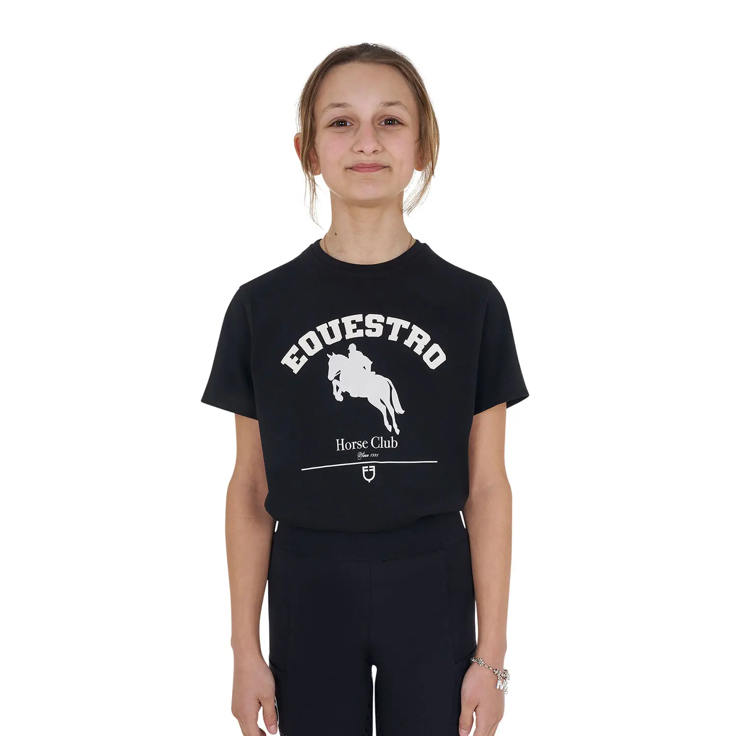 Meilleurs prix pour T-shirt en coton fille Equestro Jumping Horse Club