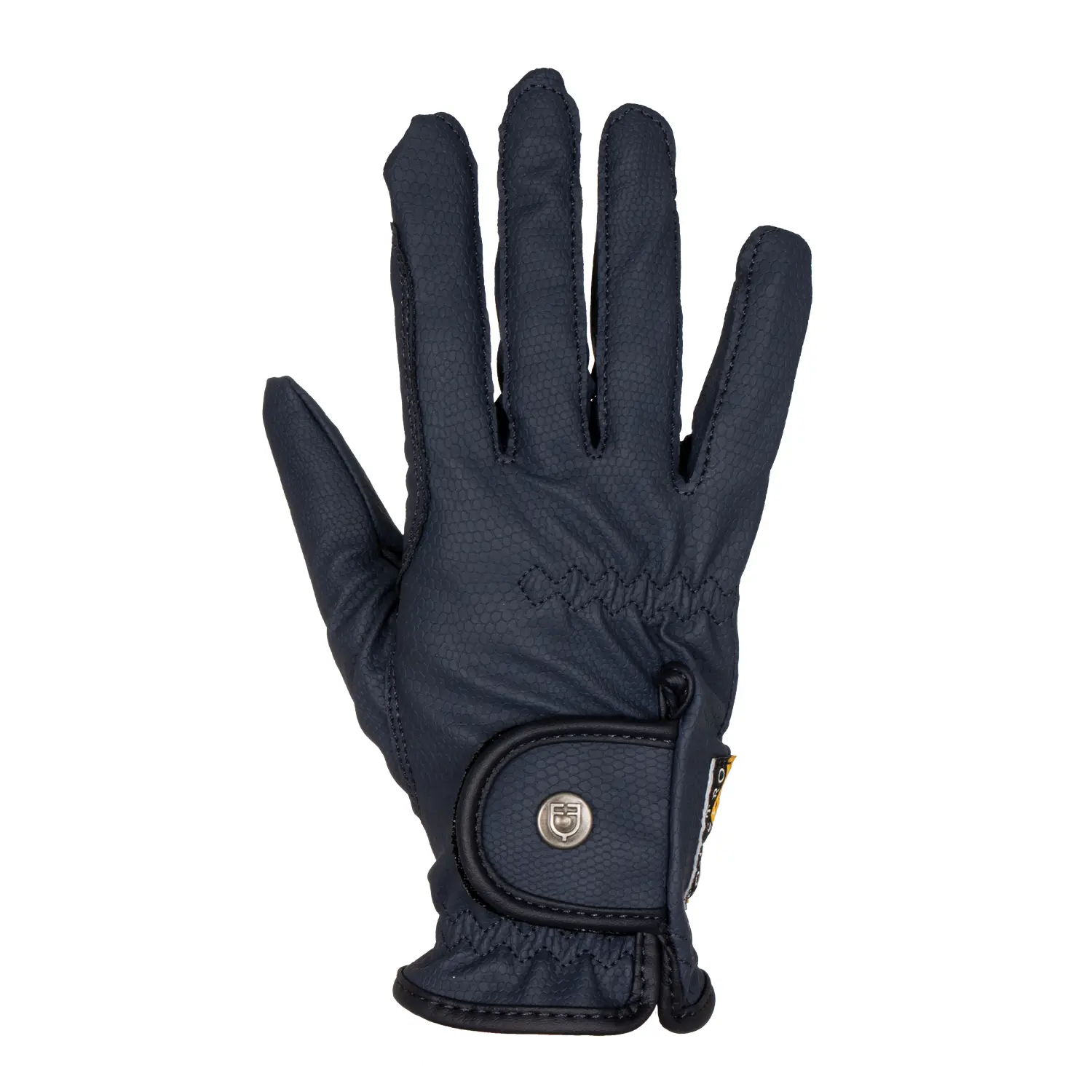 Equestro Bleu Synthetic Leather Riding Gloves With Velcro Closure