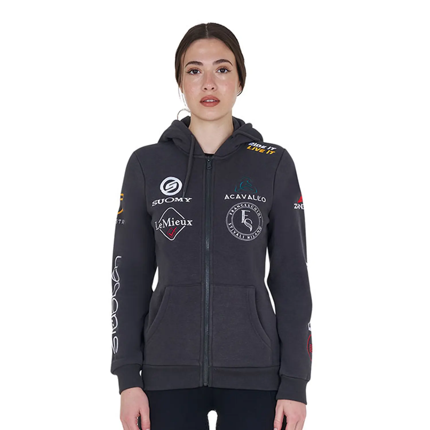 Sweatshirt à capuche multi-logo femme Equestro New Style