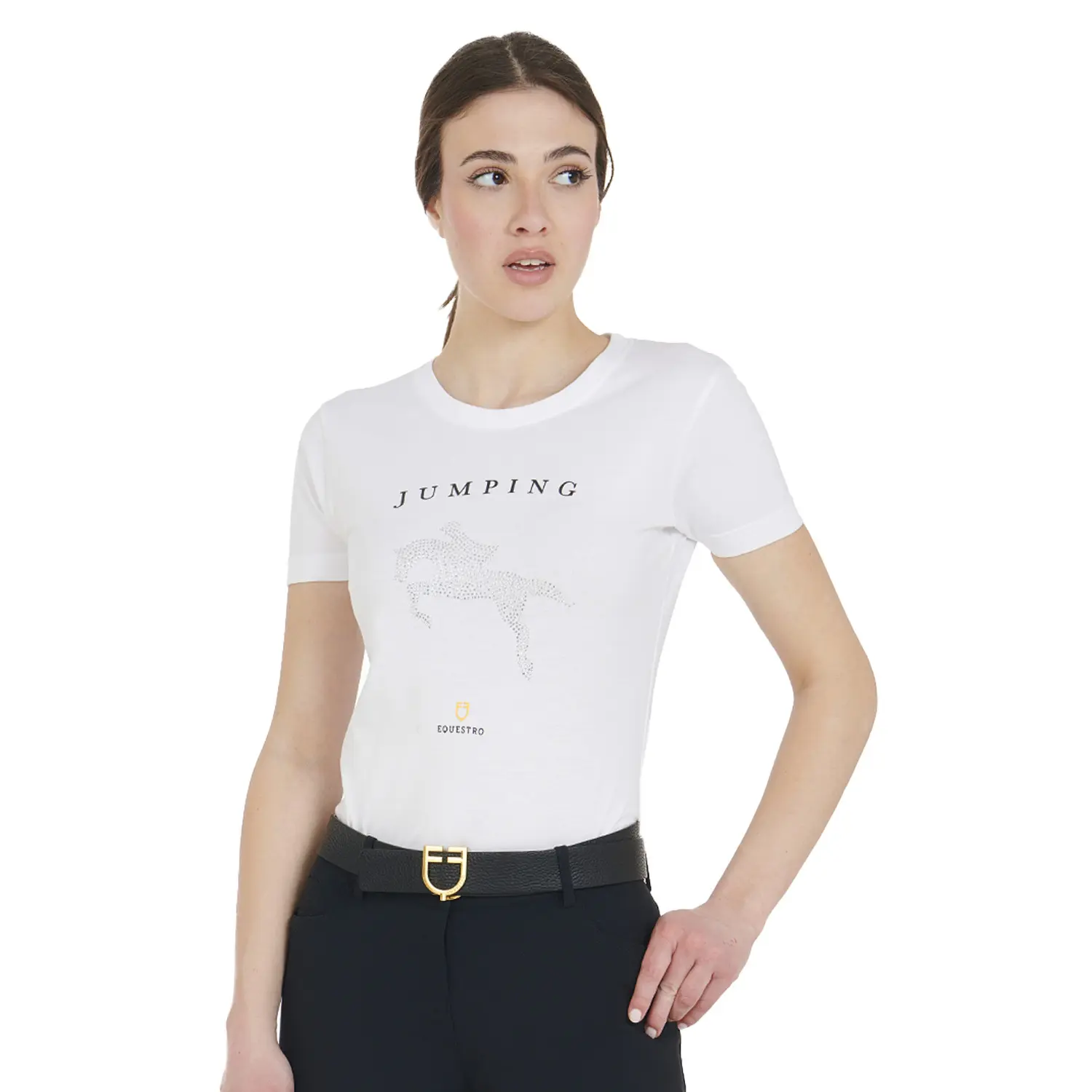 Meilleurs prix pour T-shirt femme Equestro Jumping Diamants