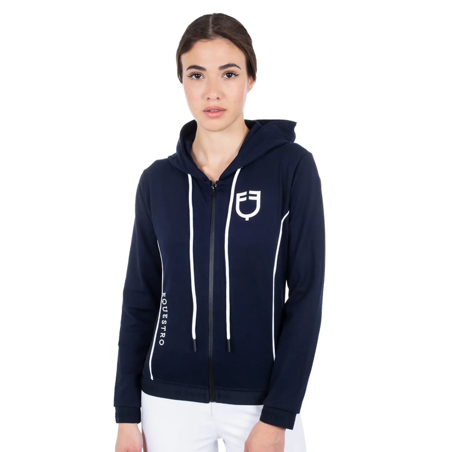 Comparer les prix de Sweatshirt à capuche zippé femme Equestro Interlock
