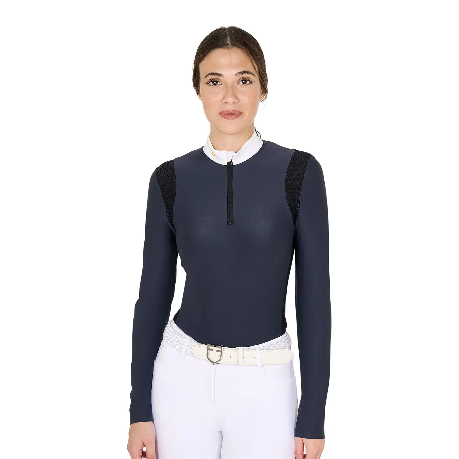 Equestro Bleu Dames Wedstrijdpolo Met Lange Mouwen