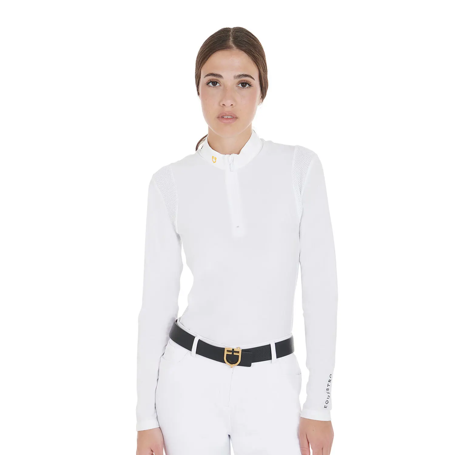 Equestro Women's Blanc Long Sleeve Competition Riding Polo