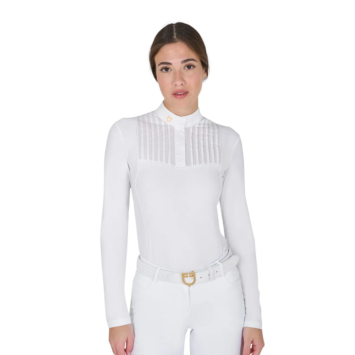 Equestro Women's Blanc Long Sleeve Competition Riding Polo
