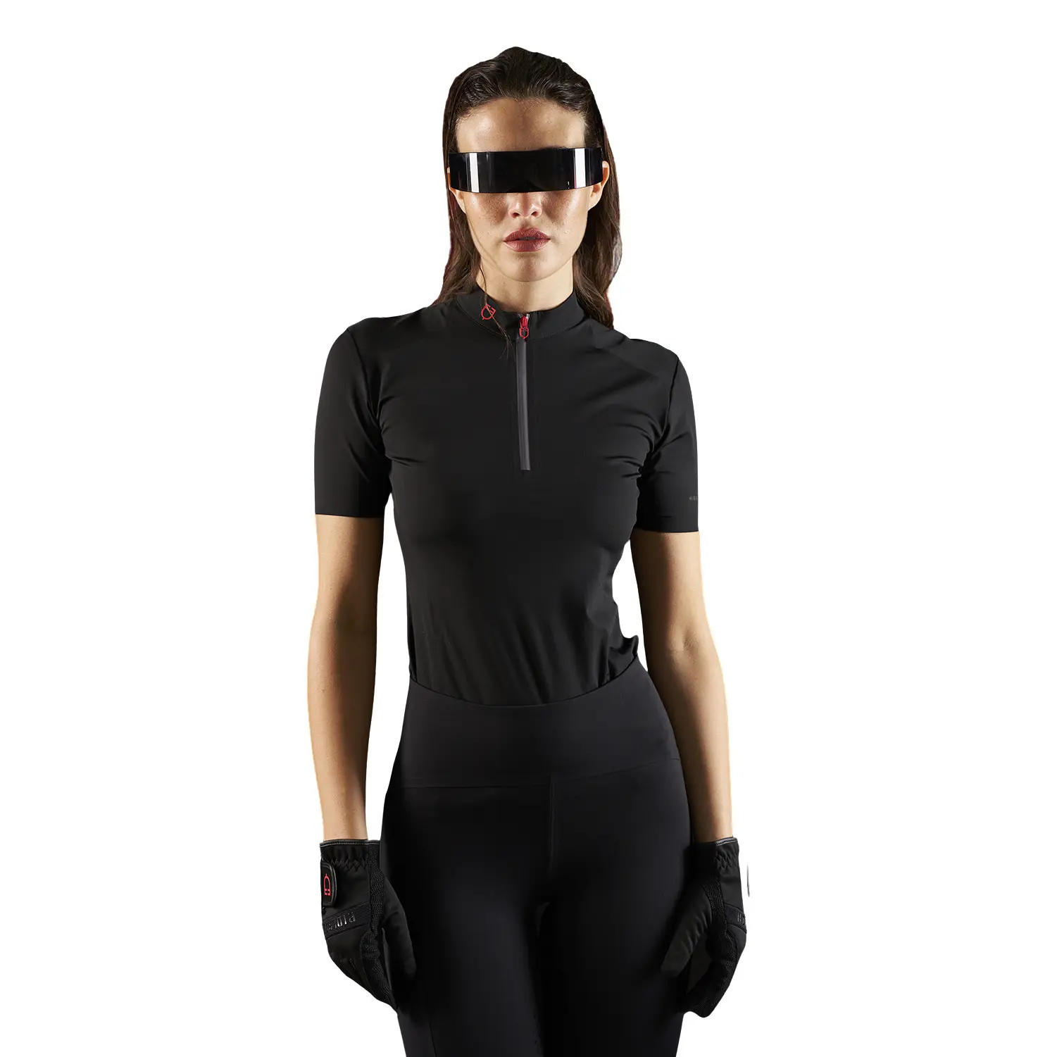 Meilleurs prix pour Polo d'équitation d'entraînement manches courtes et zip femme Equestro Ridertechnology