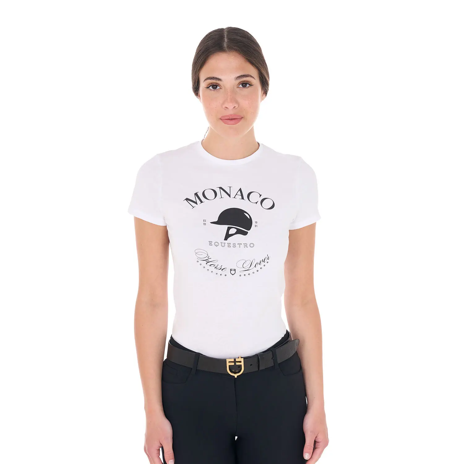T-shirt coton femme Equestro Monaco