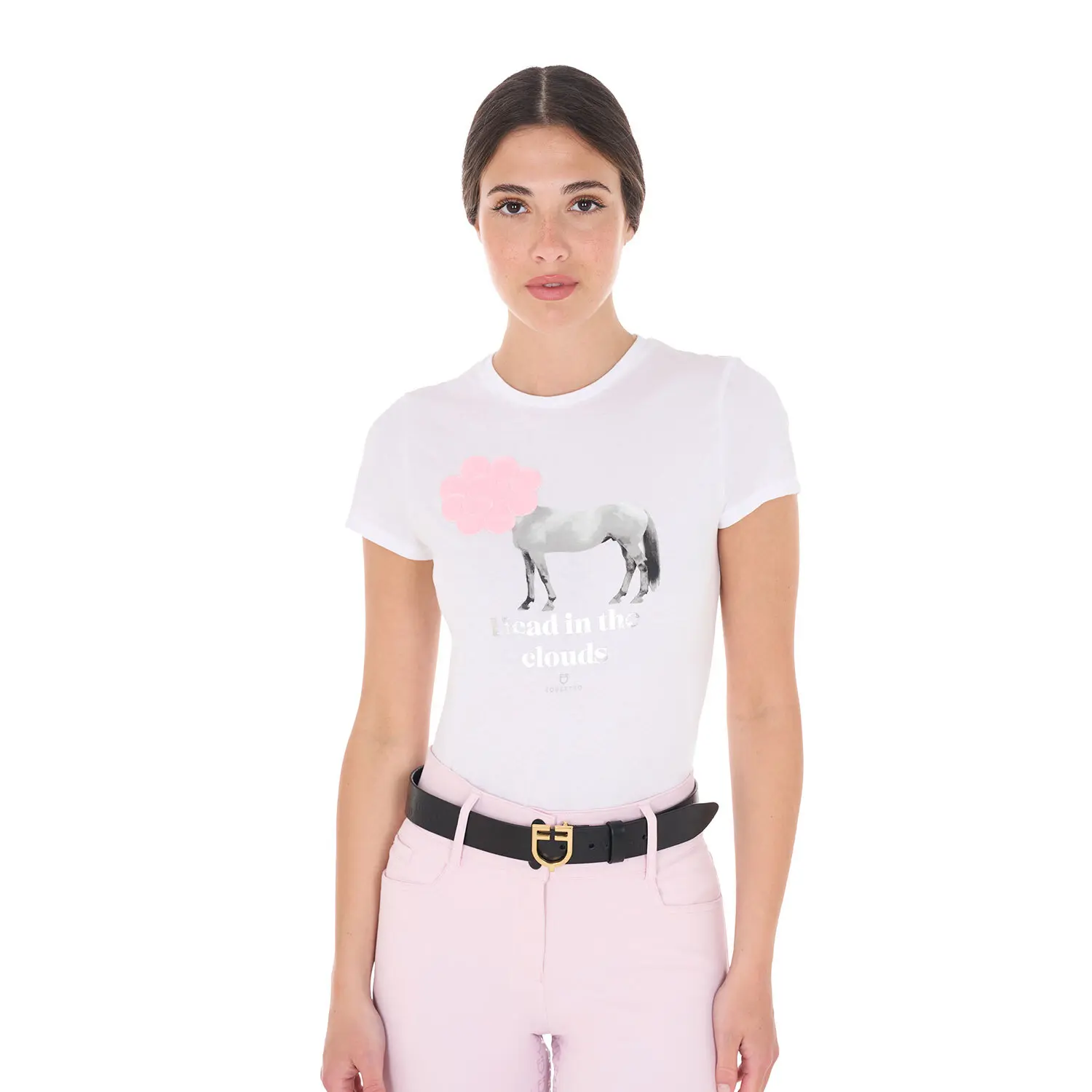 T-shirt coton femme Equestro Head In The Clouds