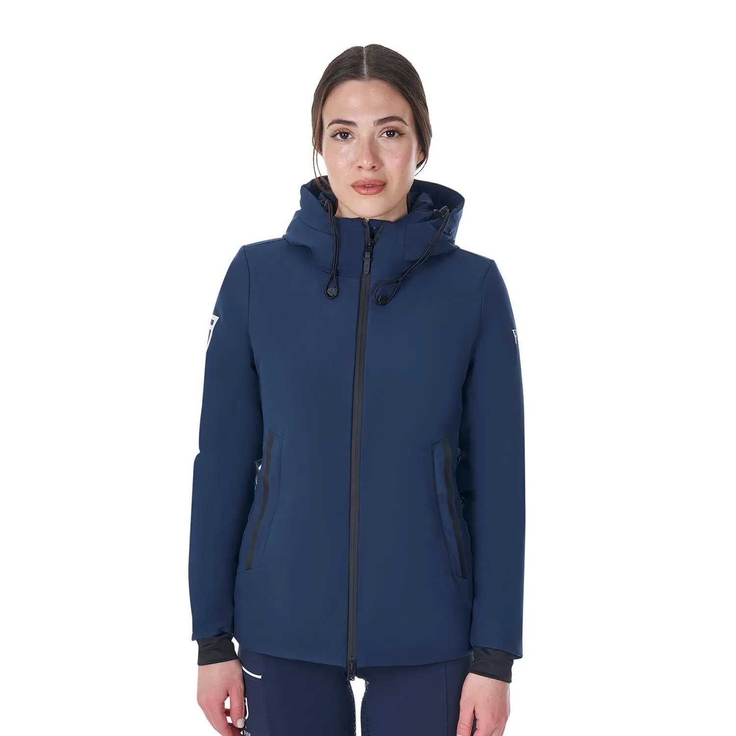 Equestro Women's Bleu Waterproof Riding Jacket For X Fise