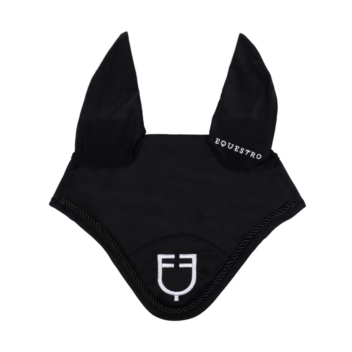 Equestro Noir Fly Mask For Horse With Drawstring