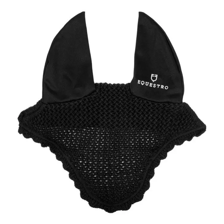 Equestro Noir Cotton Fly Veil For Horse With Elastic Ears