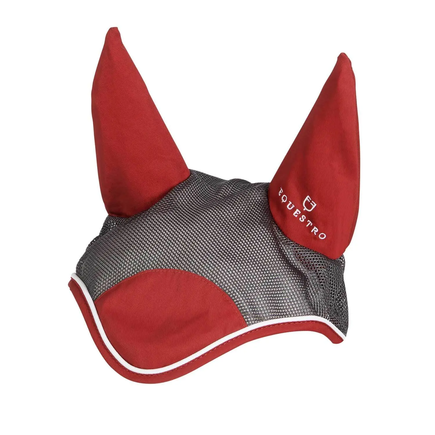 Equestro Rouge Fly Veil For Horse With White Trim