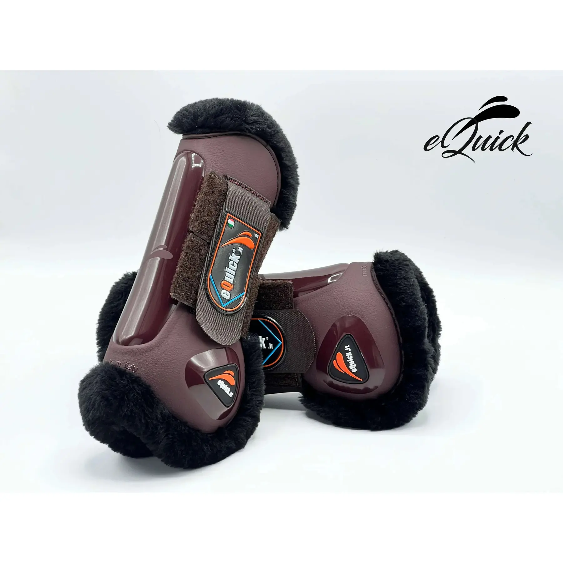 Guêtres antérieurs ouvertes pour cheval eQuick eLight scratch Panther