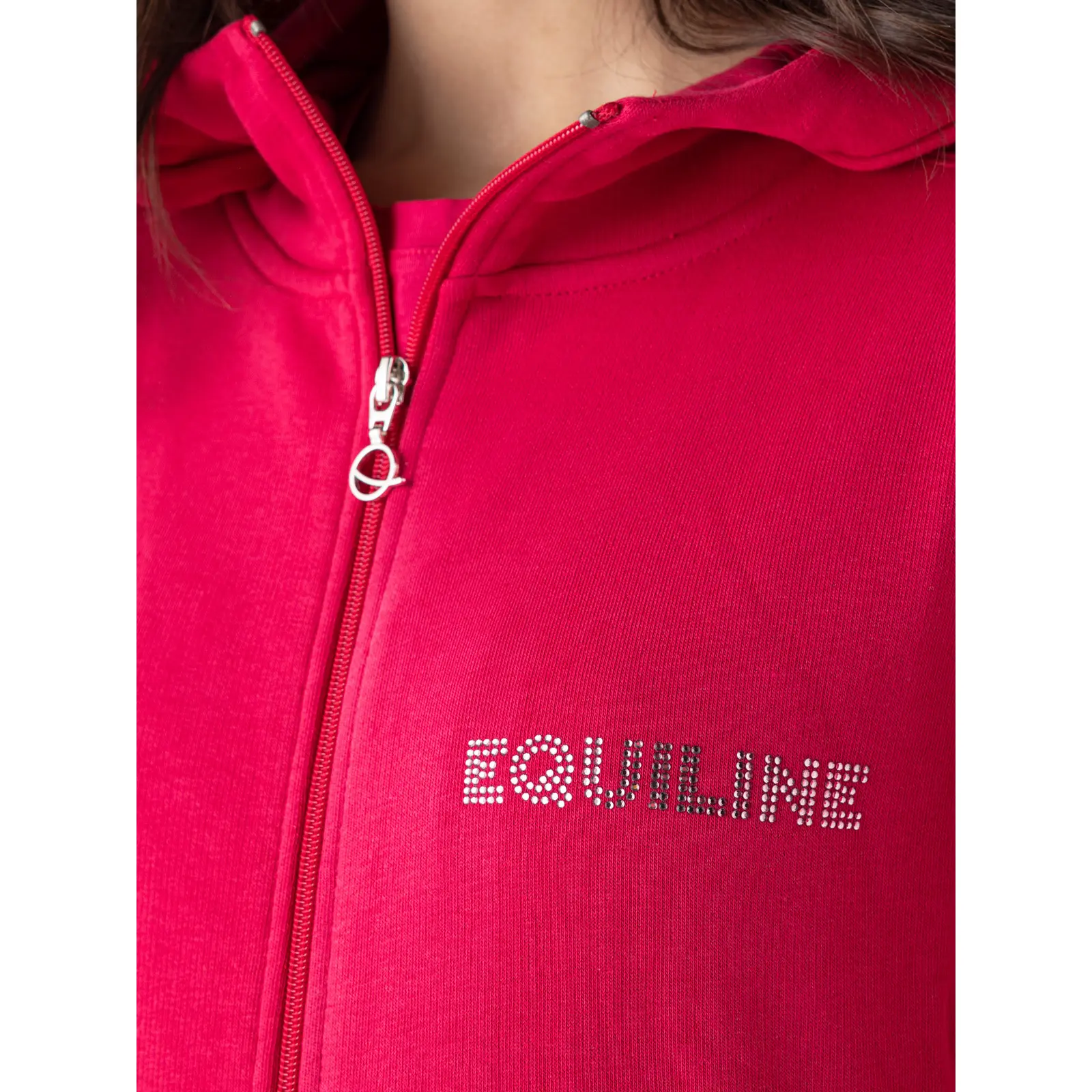 Sweatshirt équitation à capuche full zip femme Equiline Debra Strass