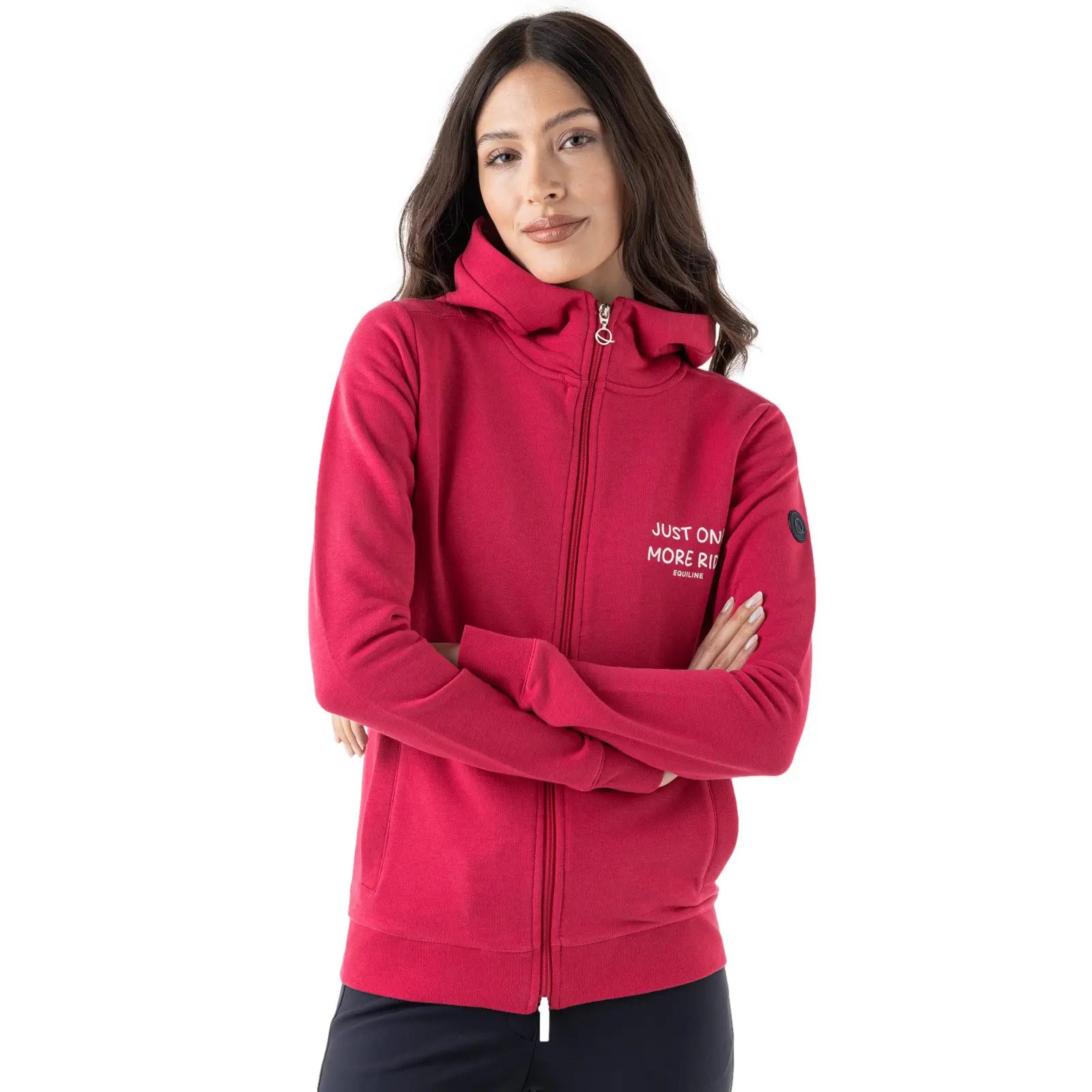 Sweatshirt équitation à capuche full zip femme Equiline Debra Lettering
