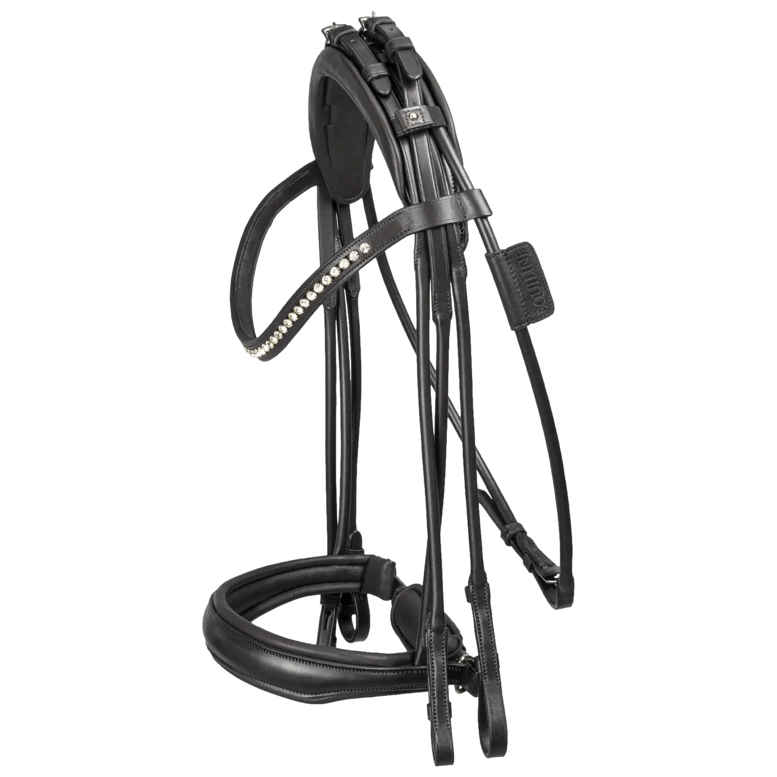 Bridon équitation muserolle combinée tubulaire avec cristaux Equiline